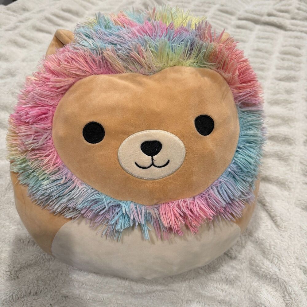 Squishmallows Leonard Rainbow Lion 16” Large Plush Kellytoy Pastel Mane